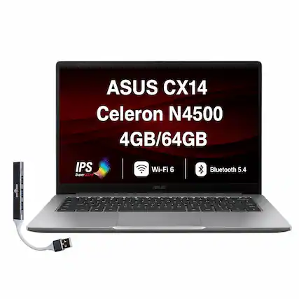 ASUS CX14 Celeron N4500 4GB/64GB IPS SuperCLEAR Wi-Fi 6 Bluetooth 5.4