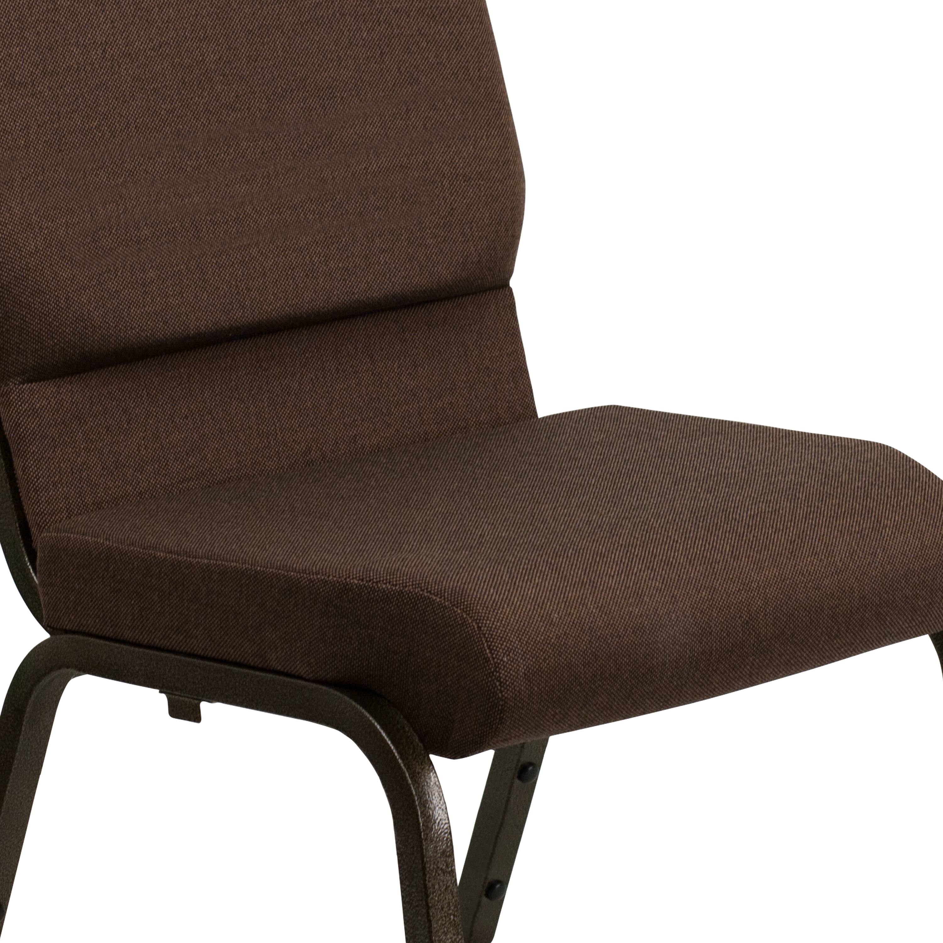Alt View 9. Emma + Oliver - Stacking Auditorium Chair with 19" Seat - Brown Fabric/Gold Vein Frame.