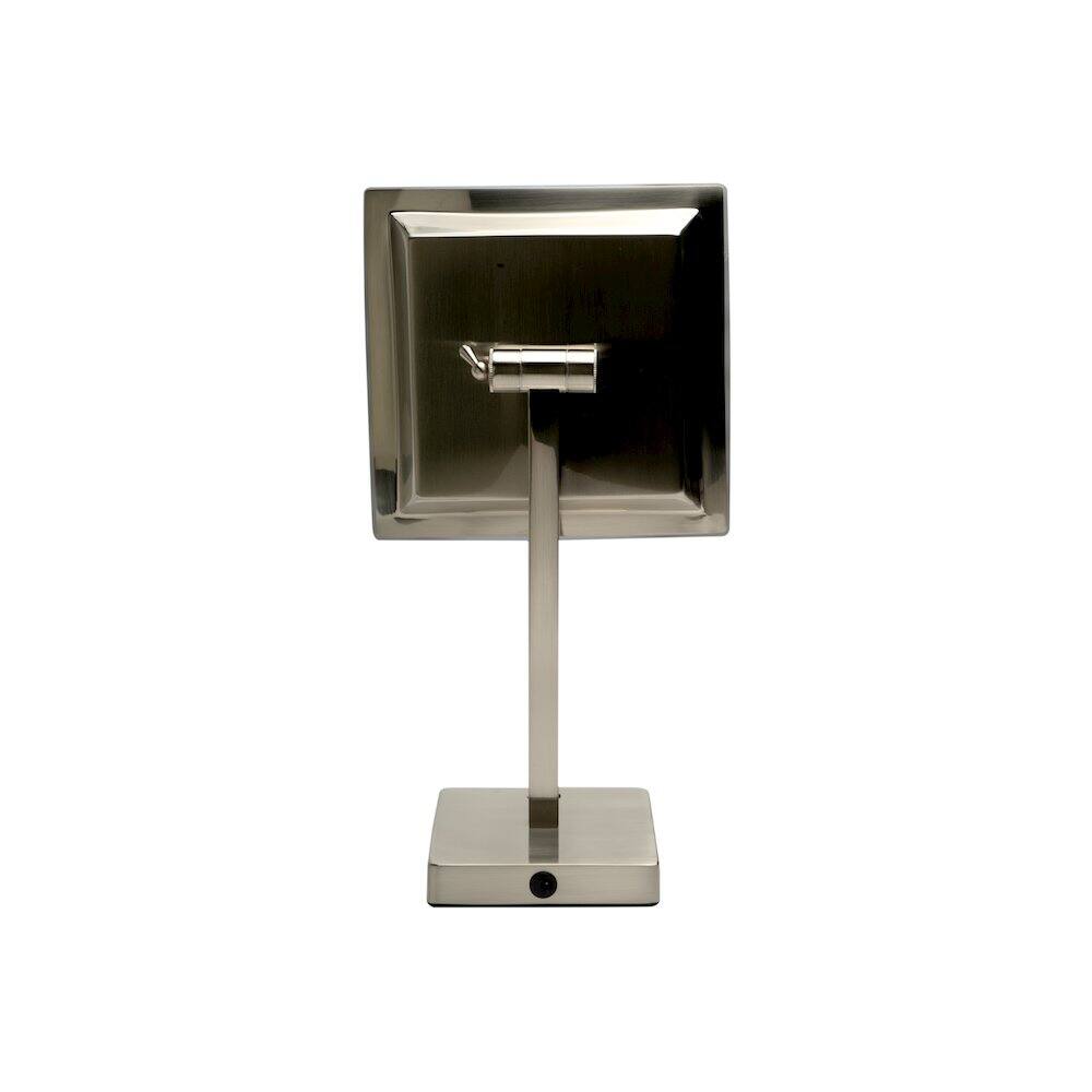 Alt View 1. Alfi - Brushed Nickel Tabletop Square 8" 5x Magnifying Cosmetic Mirror with Light - Silver.
