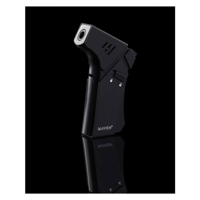 Angle. Prestige - Maven Pro Torch Lighter (Black) - Black Finish.