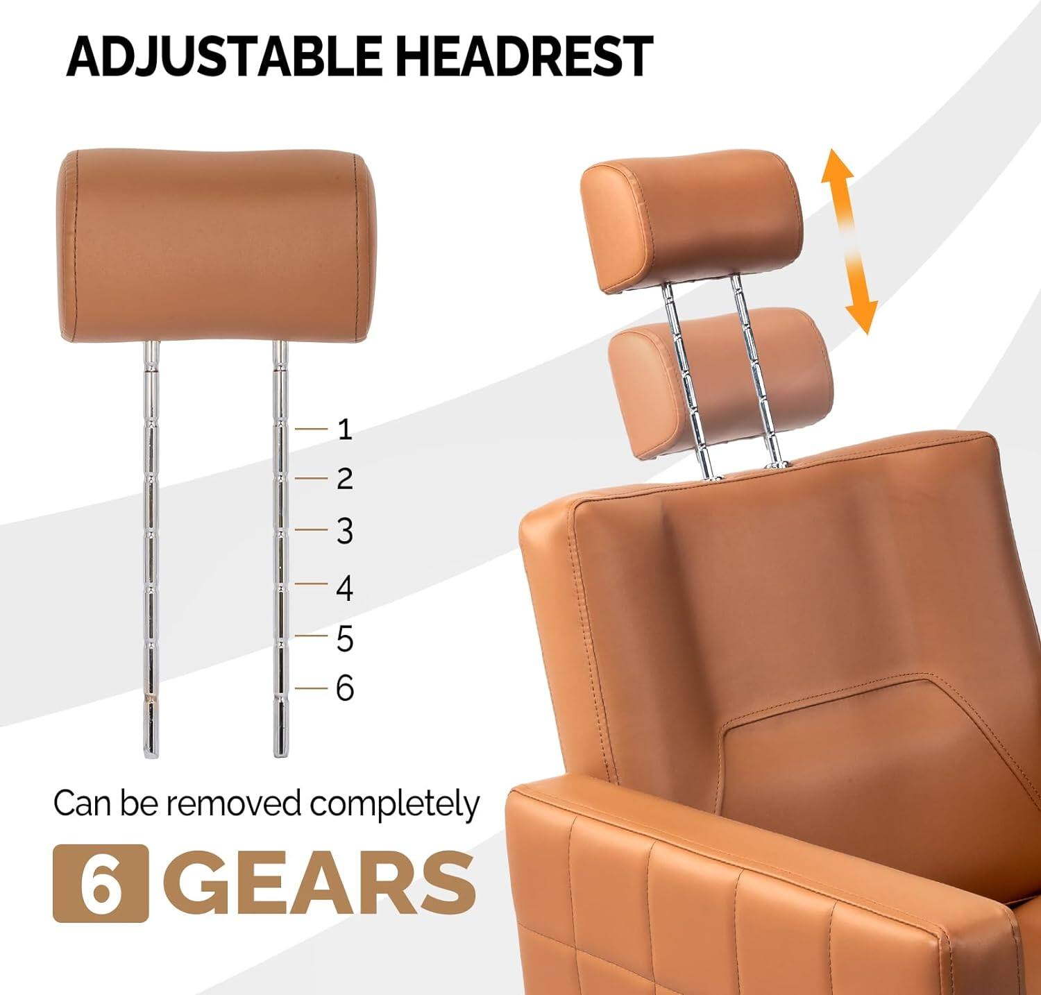 ADJUSTABLE HEADREST

1
2
3
4
5
6

Can be removed completely

6 GEARS