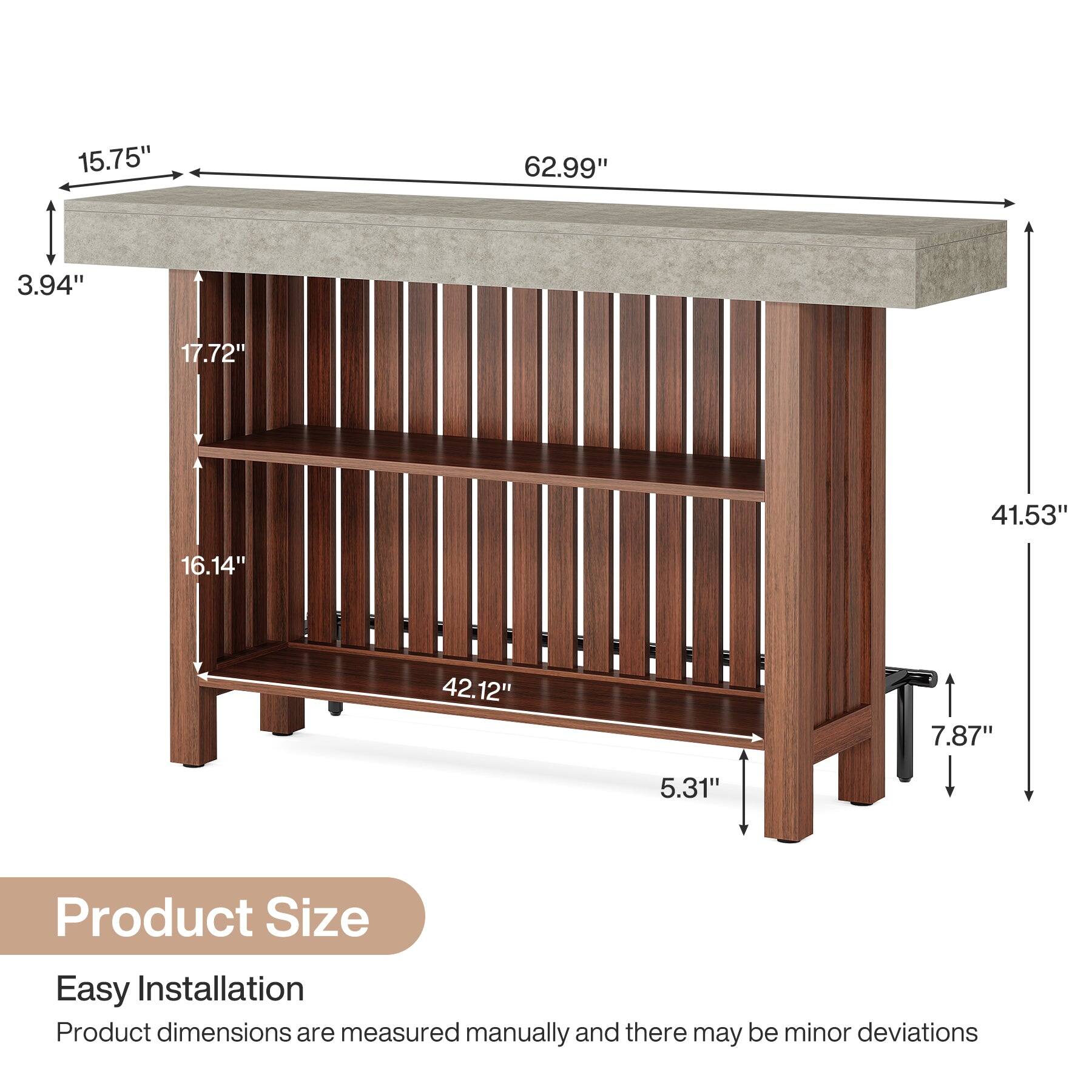 15.75"  
62.99"  
3.94"  
17.72"  
41.53"  
16.14"  
42.12"  
7.87"  
5.31"  

Product Size  
Easy Installation  
Product dimensions are measured manually and there may be minor deviations