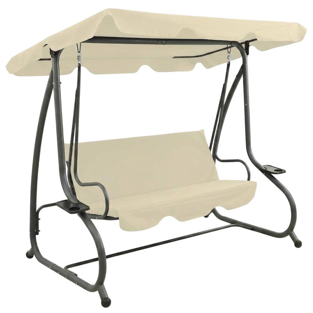 Front. vidaXL - vidaXL Swing Bench Sand white PVC-coated fabric, powder-coated steel Large - Sand White.