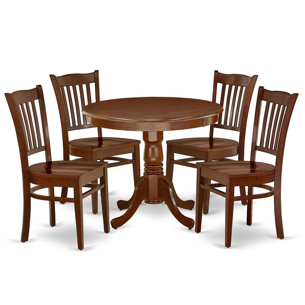 Back. East West Furniture - Dining Room Set Mahogany - Brown.