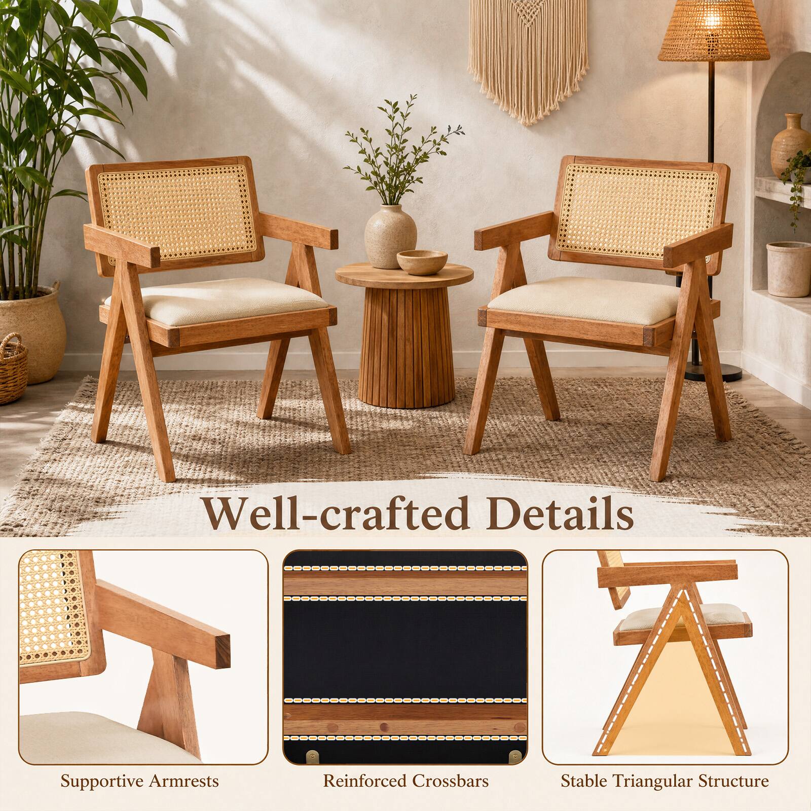 Well-crafted Details  
A Supportive Armrests  
Reinforced Crossbars  
Stable Triangular Structure