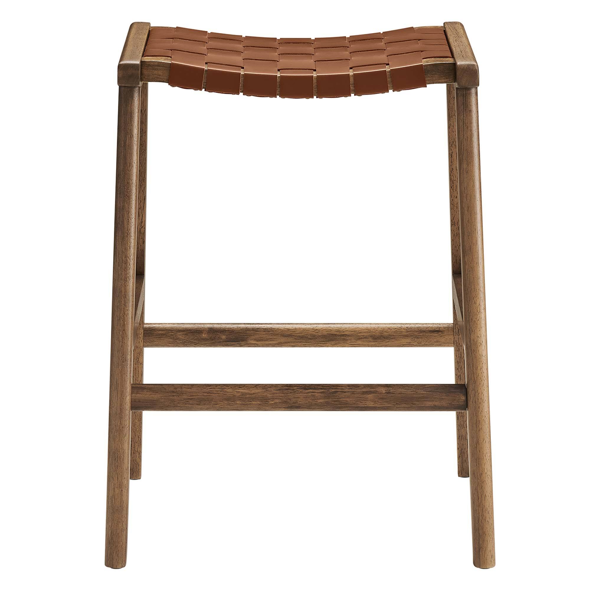 Alt View 2. Modway - Saoirse Faux Leather Wood Counter Stool Set of 2 by Modway - 0.