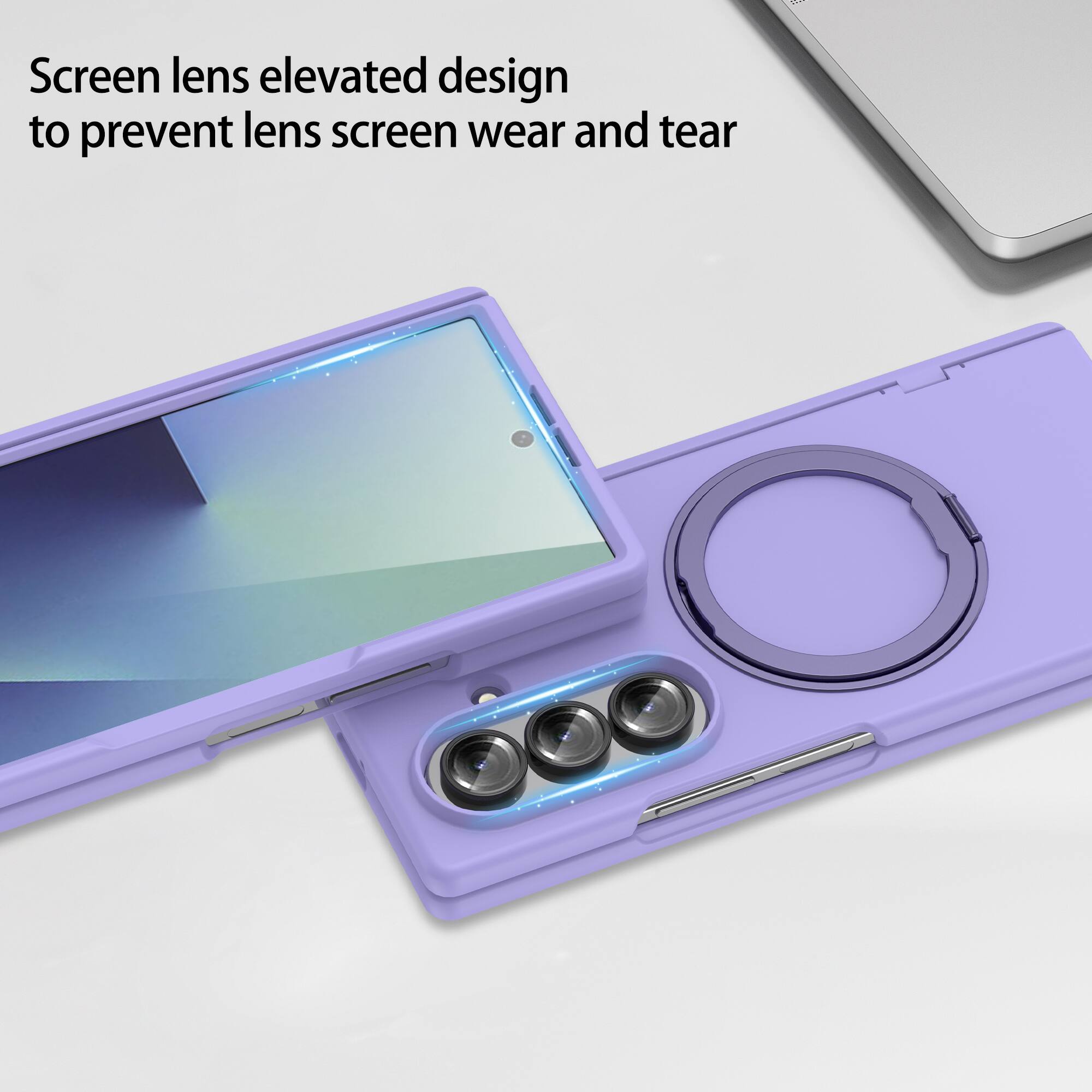 Screen lens elevated design to prevent lens screen wear and tear