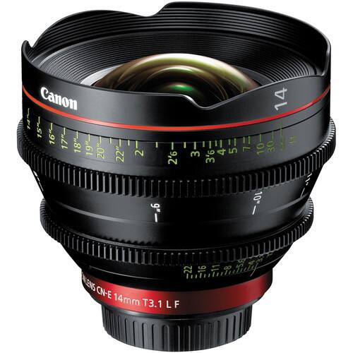Canon 14 15 16"- 17" 18"- 19"- 20"- 22" 2 2'6 14 3- 4- 5  L 10- 30 JS 8 11 3'6- 9" I 10" 22 16 8 NLENS  CN-E 14mm T3.1 LF