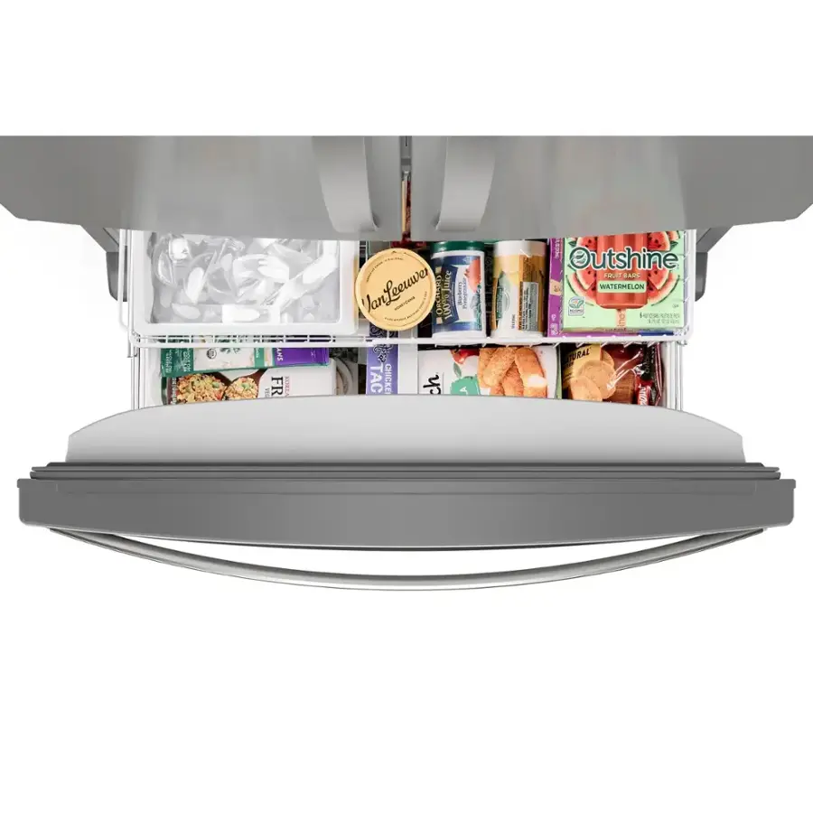 The image features a refrigerator with a light on inside, illuminating the contents. There are several bottles of various sizes and shapes placed throughout the refrigerator. The refrigerator also contains a few bowls, with one placed on the top shelf and another on the bottom shelf. Additionally, there are two books visible in the refrigerator, one on the top shelf and the other on the bottom shelf.