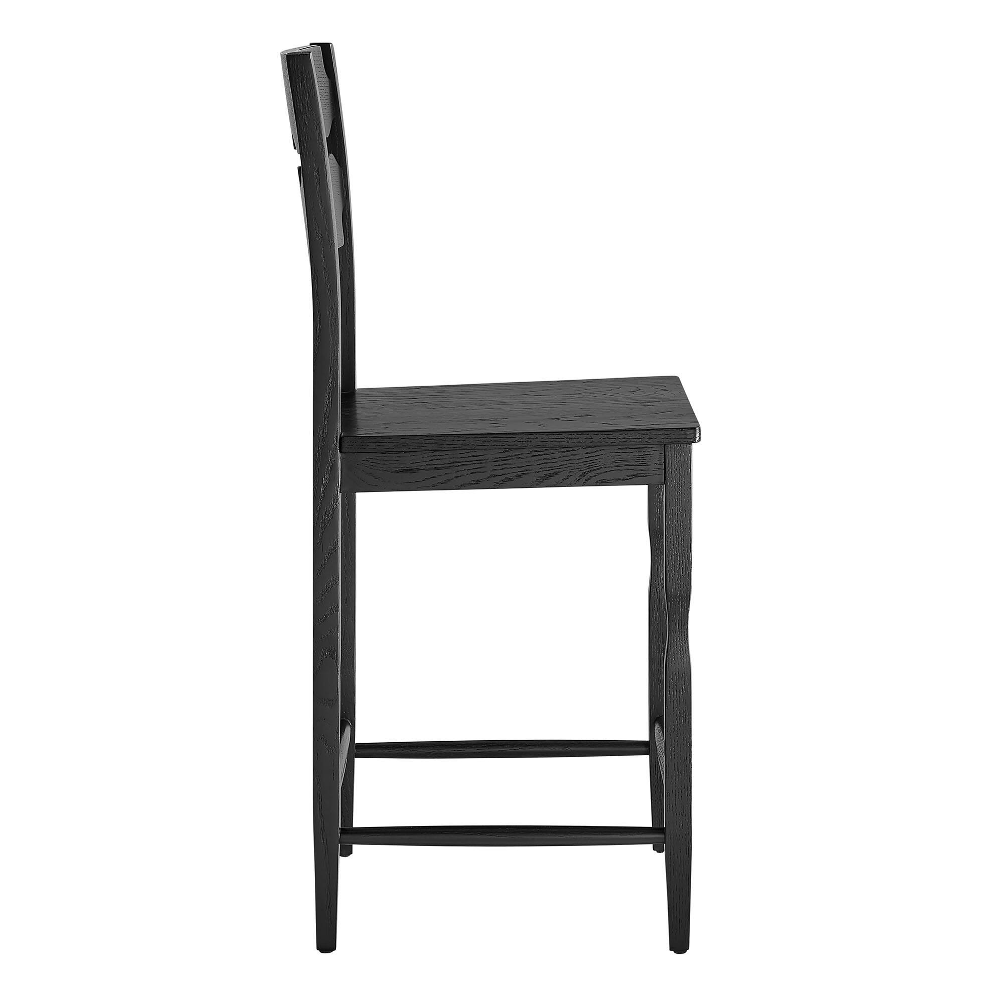 Alt View 2. Modway - Jax Oak Wood Counter Stool With Wavy Razor Back by Modway - Black.