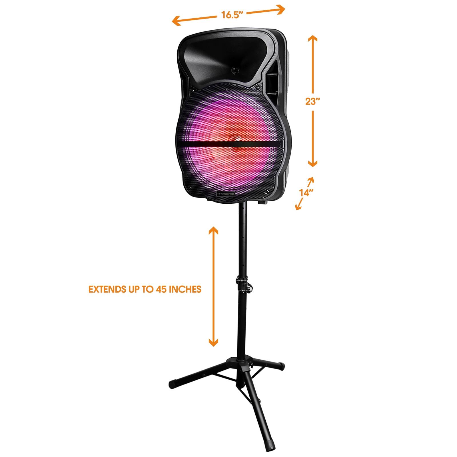 16.5", 23", 14", EXTENDS UP TO 45 INCHES