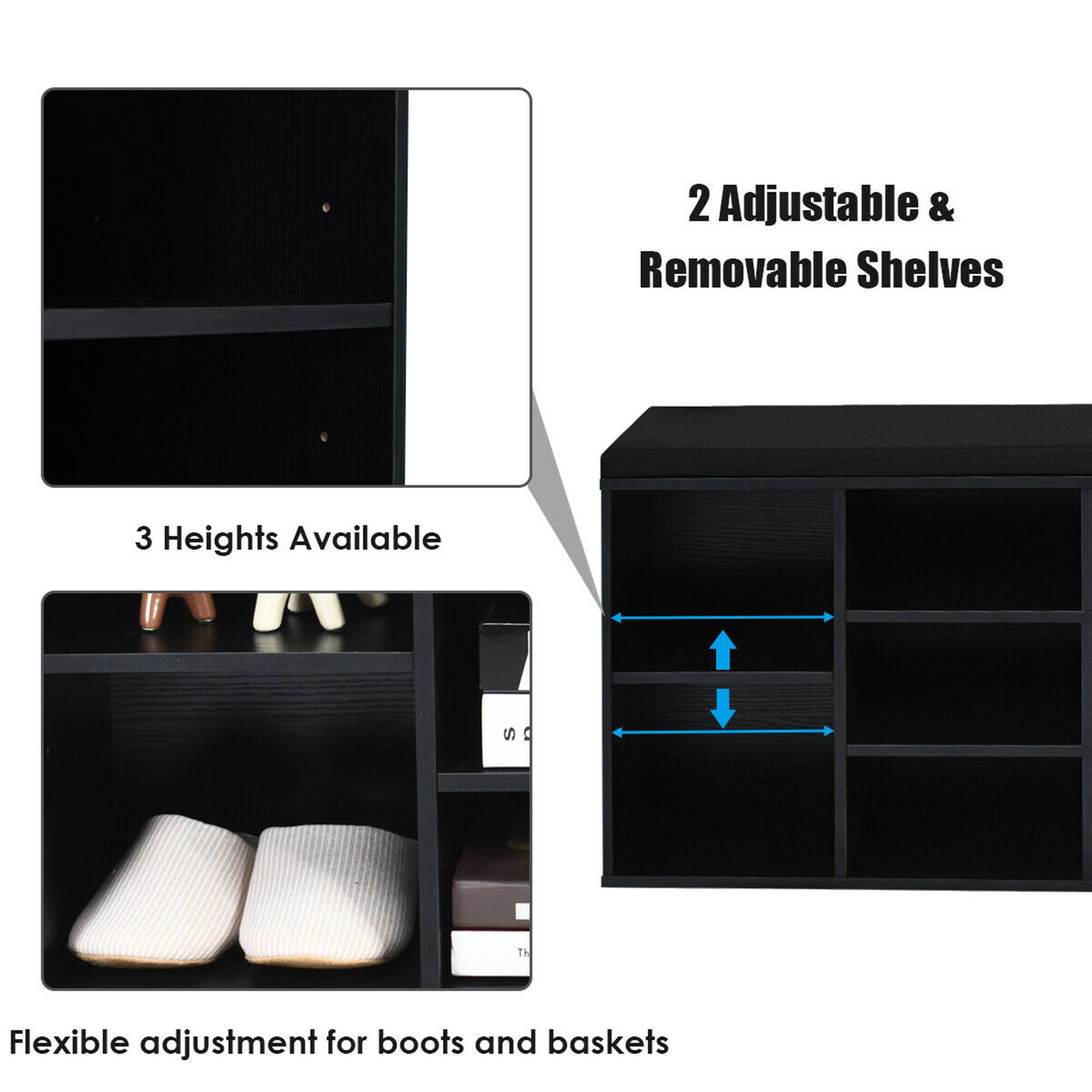 2 Adjustable & Removable Shelves

3 Heights Available

Flexible adjustment for boots and baskets