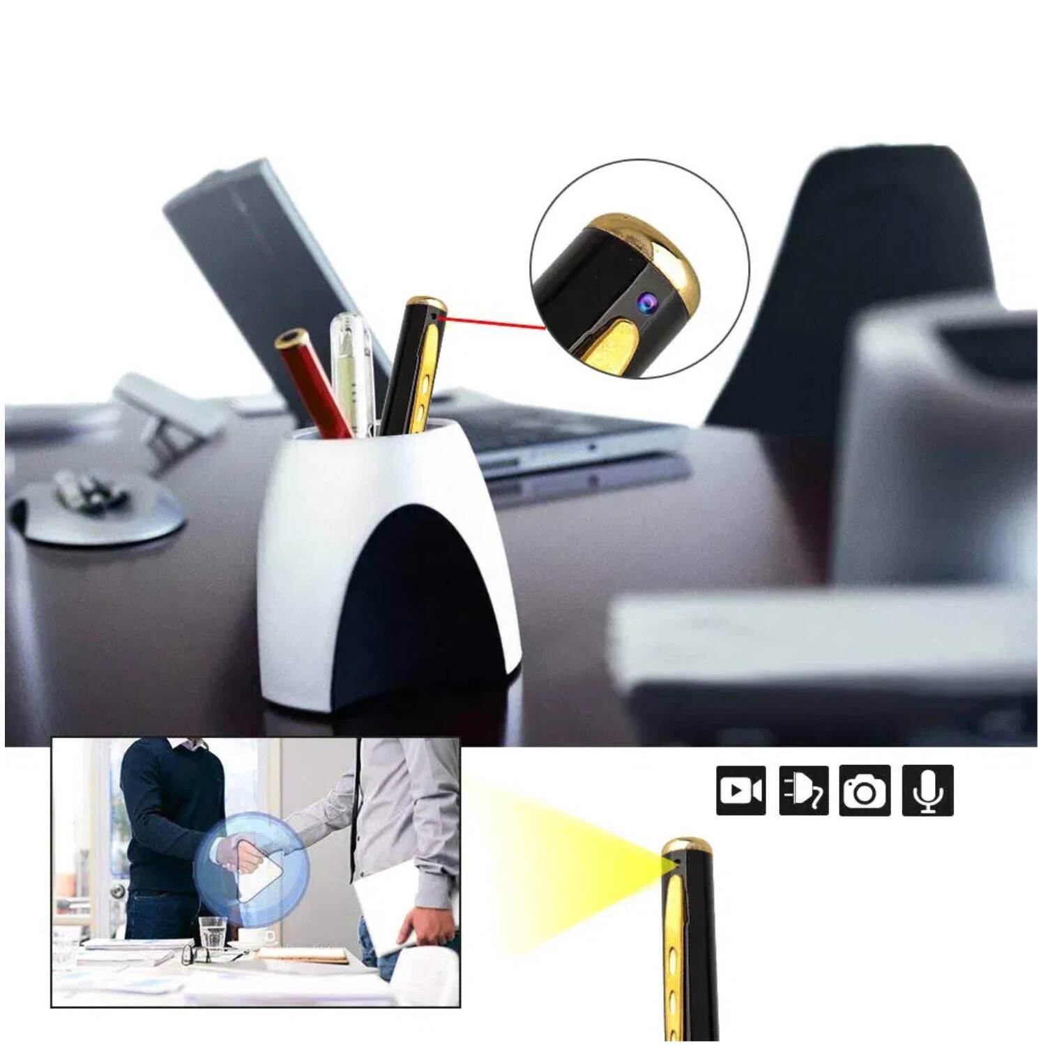 Back. Stock Preferred - Portable 1080P HD Pen Camera.