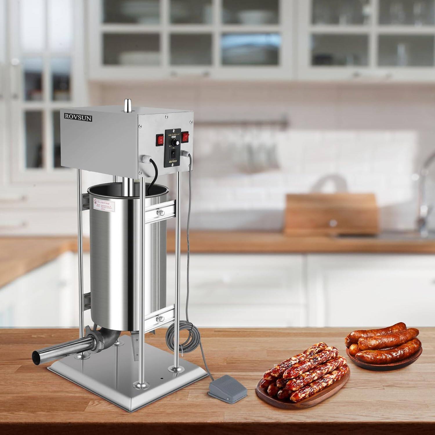 Alt View 5. Winado - Vertical Electric Adjustable Speed Sausage Filler Stuffer, 15.4LBS/10L Capacity - Silver.
