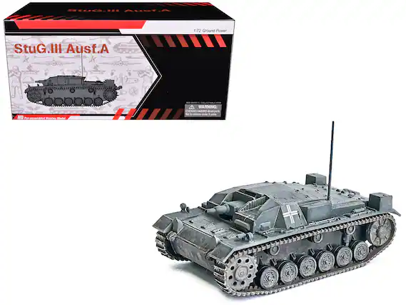 StuG.III Ausf.A
1:72 Ground Power
Pre-assembled Diecast Model
Collectable
WARNING: CHOKING HAZARD - Small parts. Not for children under 3 years.