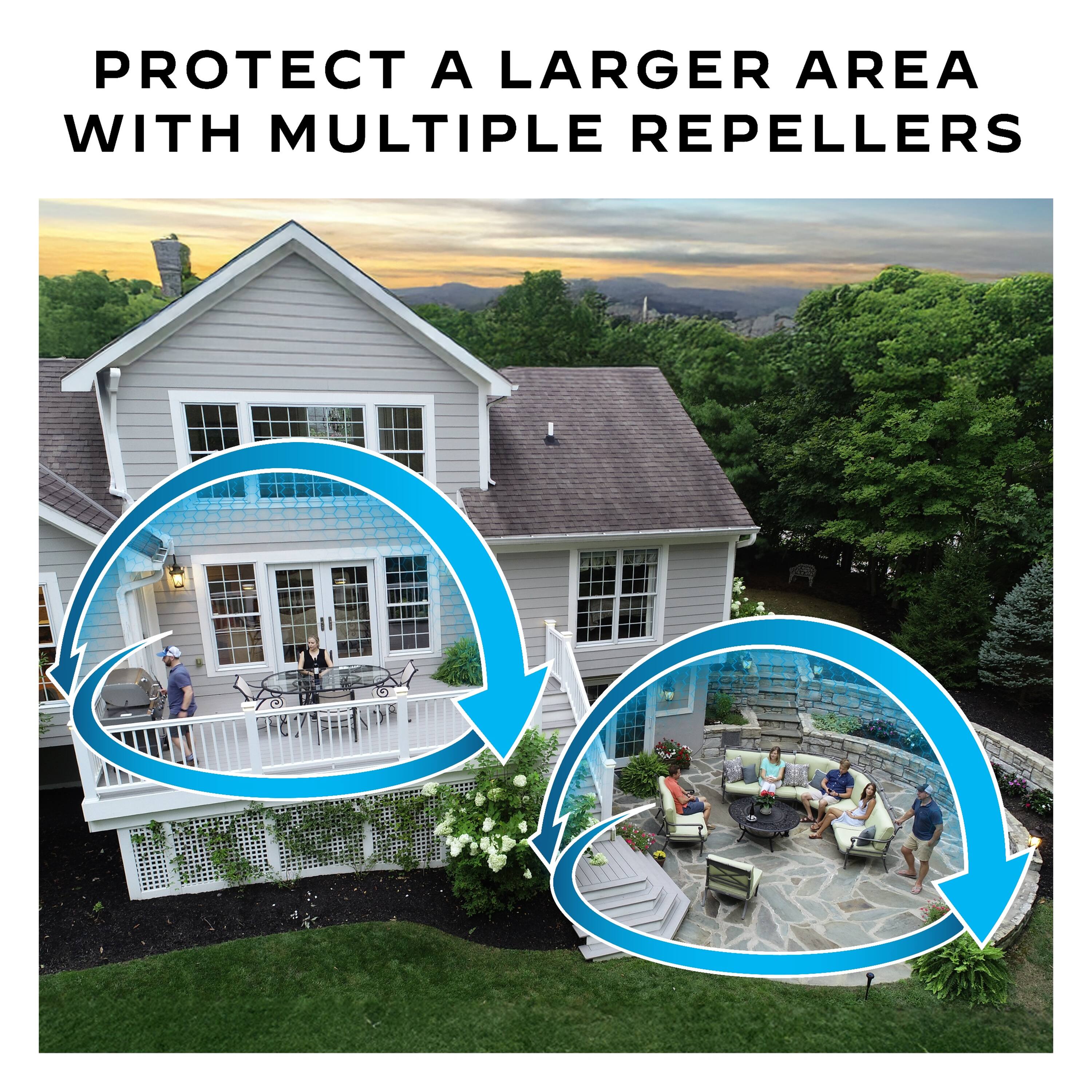 Protect a larger area with multiple repellers.