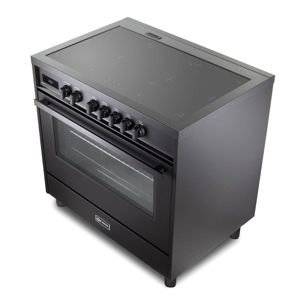 Angle. Verona - Verona Ultima Midnight Series 36 in. Single Oven Induction Range with 5 Induction Elements (Matte Black) - Matte Black.