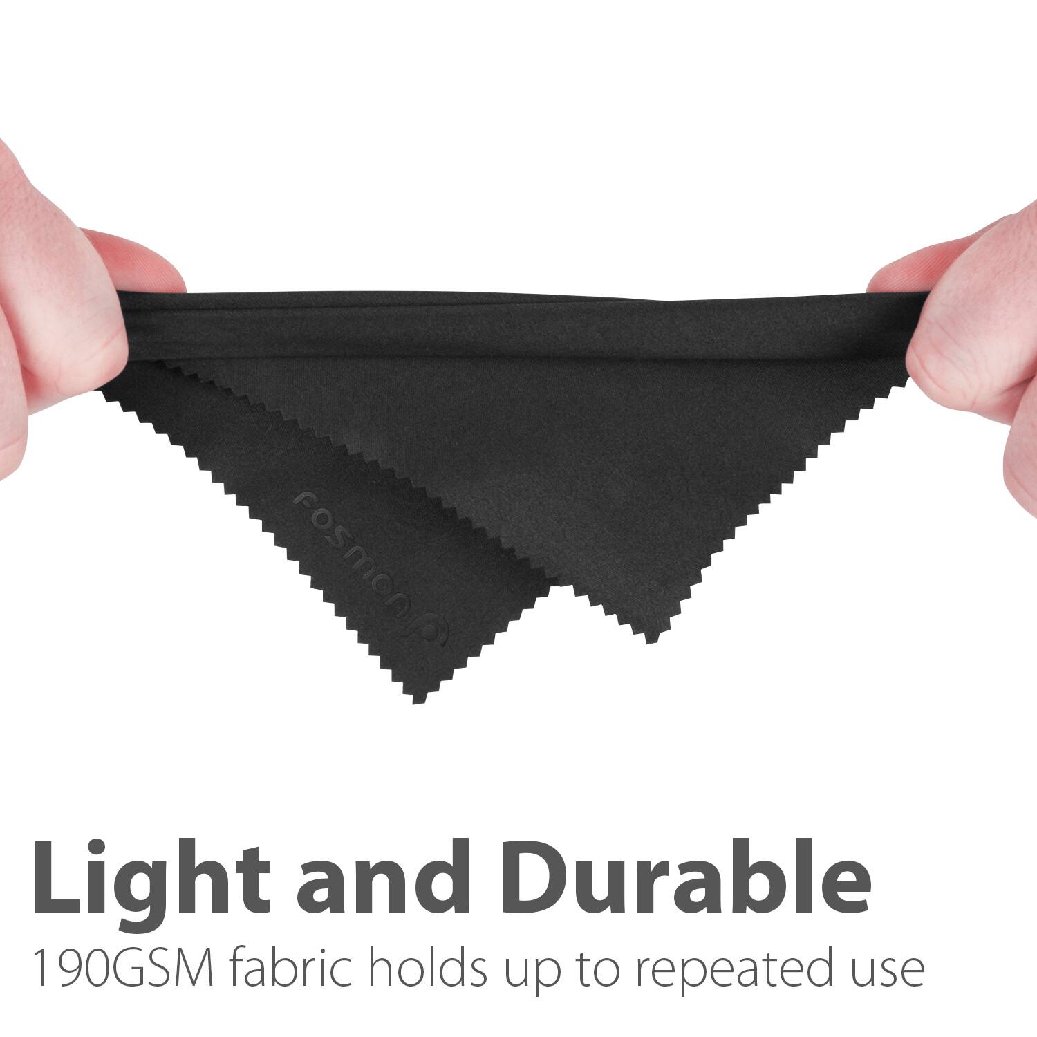 The corrected text is: "Light and Durable 190GSM fabric holds up to repeated use."