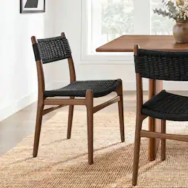 Wynn Rope and Wood Dining Side Chair by Modway - Walnut Black