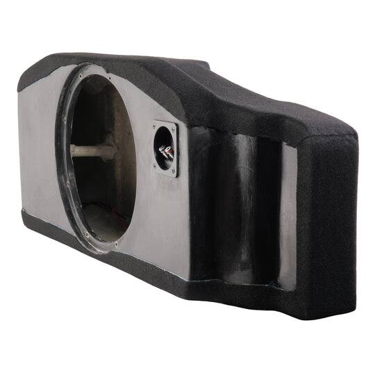 Left. NVX - 2021-2026 Ford Mustang Mach-E BOOST Box - Custom Fit Empty Single 12" Sealed Subwoofer Enclosure - Black.