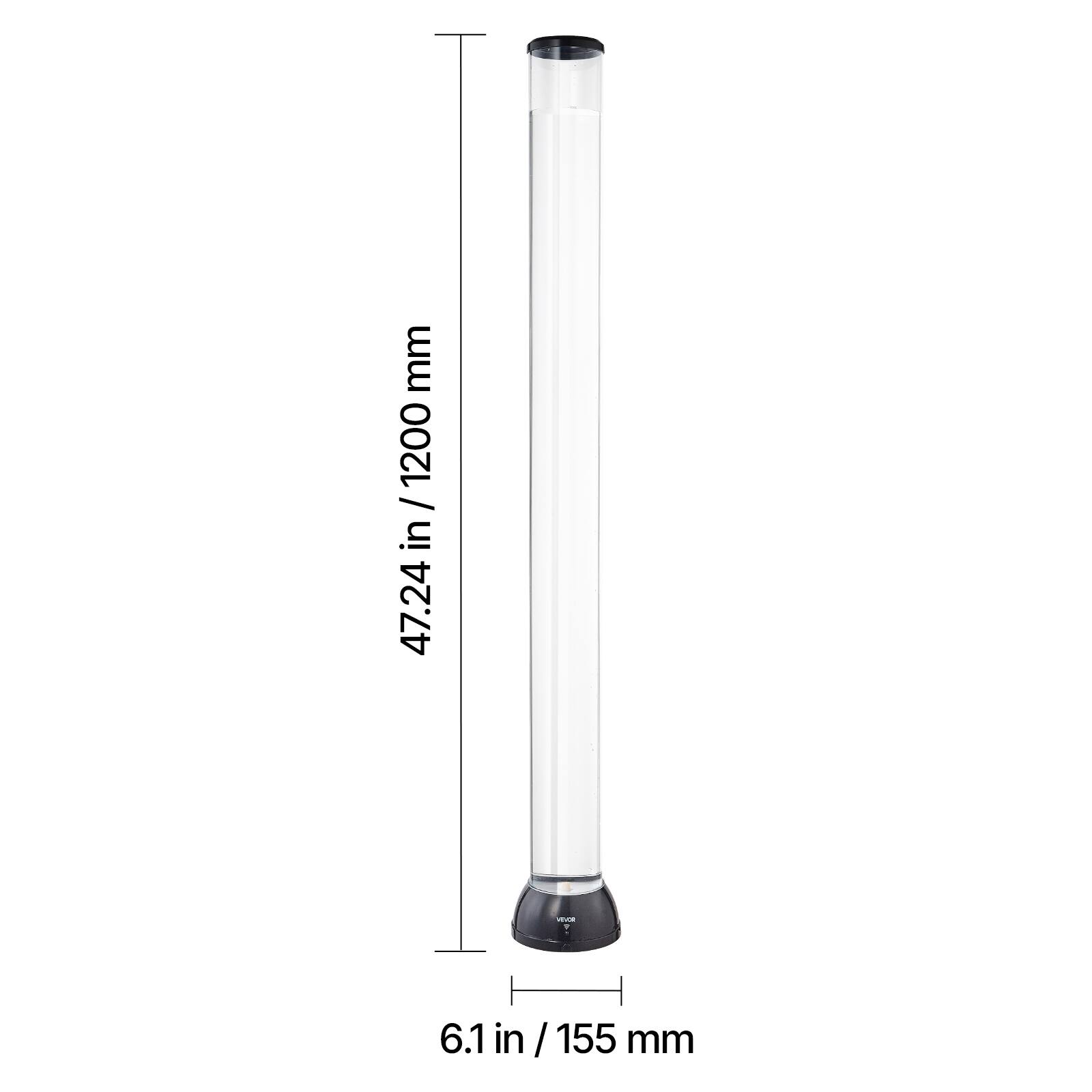 47.24 in / 1200 mm  
6.1 in / 155 mm