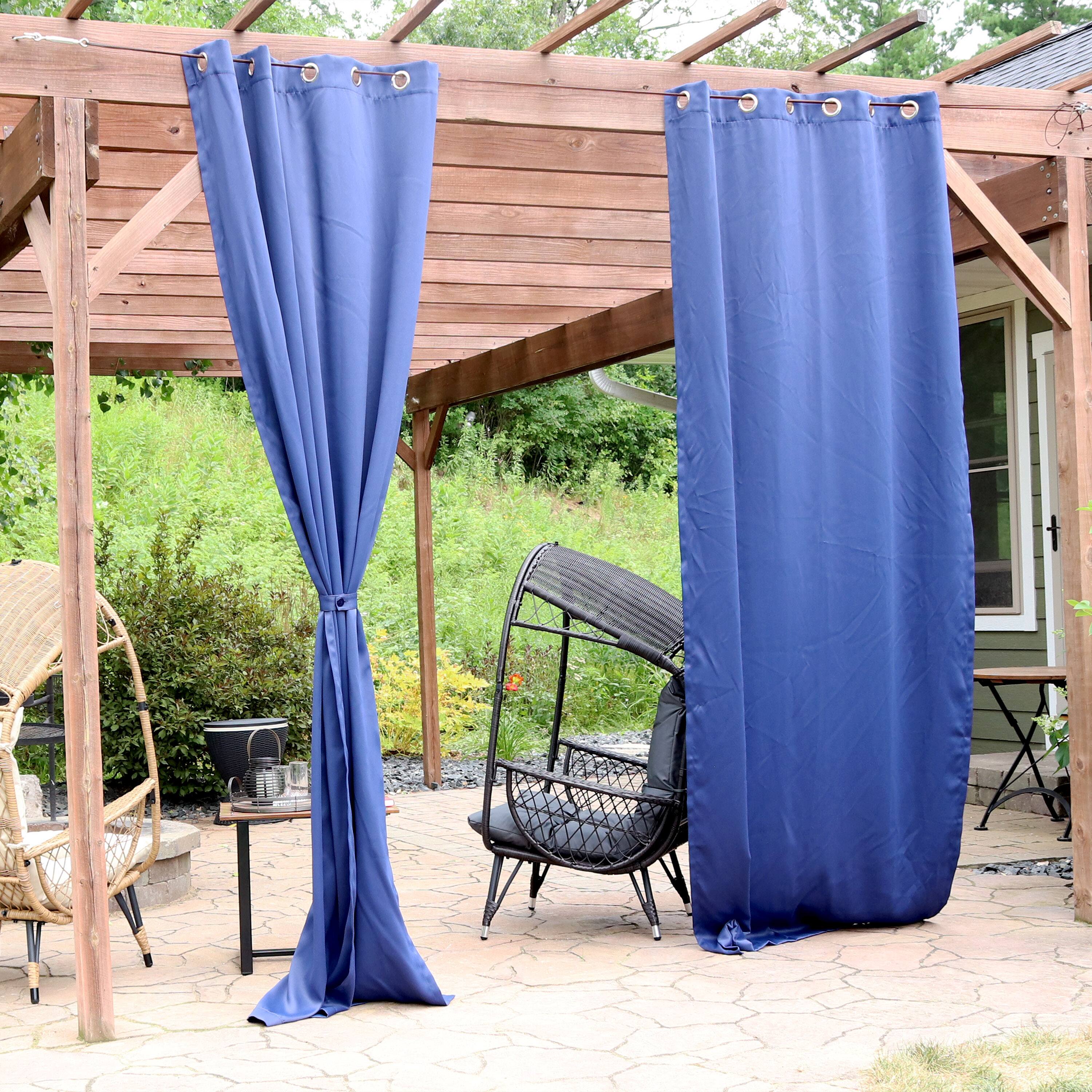 Alt View 5. Sunnydaze - Outdoor Blackout Curtain Panel - 52 in x 120 in - Set of 2 - Blue.