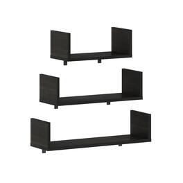 Furinno - Rossi Bedroom Decor Wall Mounted Floating Display Shelves, Set of 3 - Espresso