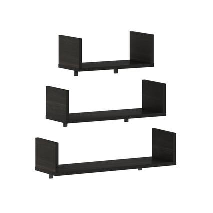 Front. Furinno - Rossi Bedroom Decor Wall Mounted Floating Display Shelves, Set of 3 - Espresso.