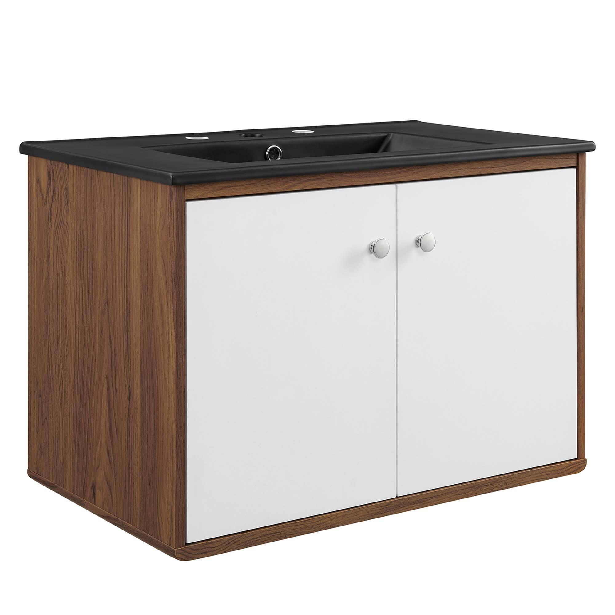 Angle. Modway - Transmit Wall-Mount Bathroom Vanity Basin Included by Modway - Walnut Black.