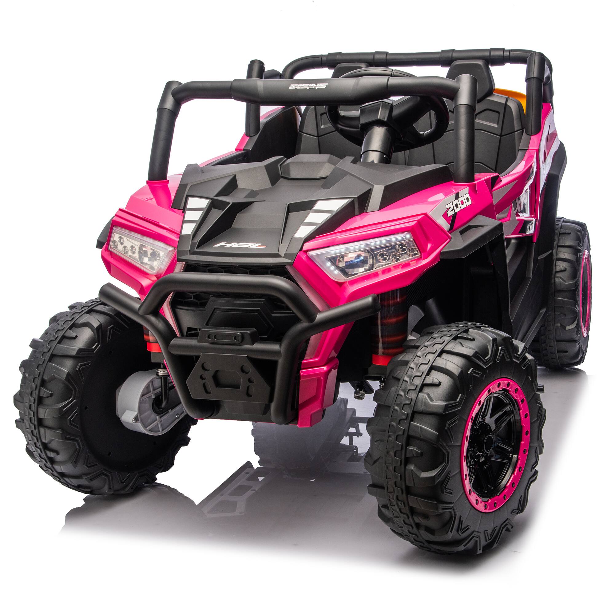 Alt View 6. ELEMENT ACE - 24V XL 2-Seater Children's Ride-On UTV with Parent Remote Control, 4WD Suspension, LED Lights, Bluetooth Music - Pink.