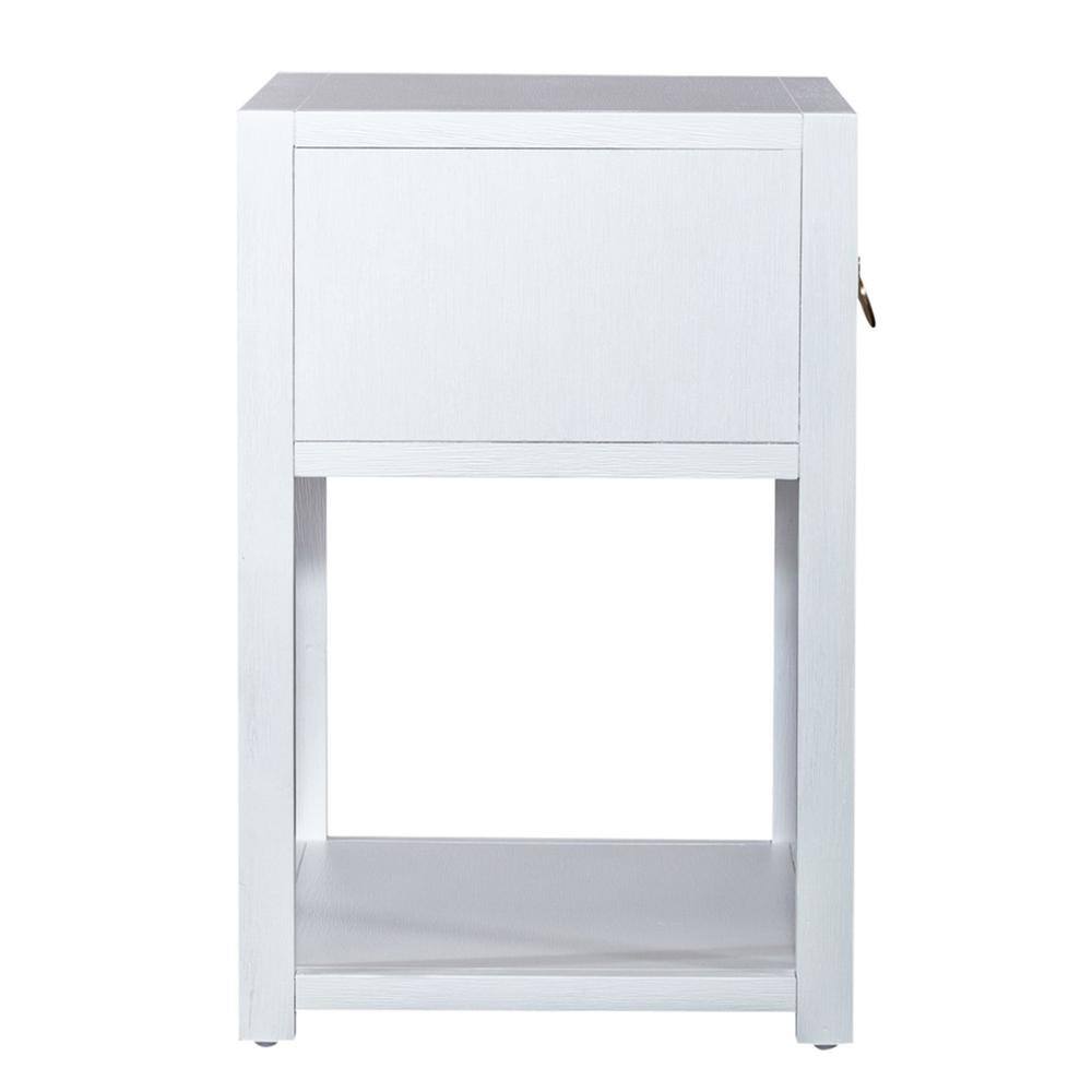 Back. Liberty Furniture Industries - East End 1 Drawer 1 Shelf Accent Table in Wirebrushed White - White.