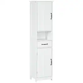 Kleankin - Bathroom Cabinet, Narrow Storage Cabinet with Open Shelf, Drawer - White