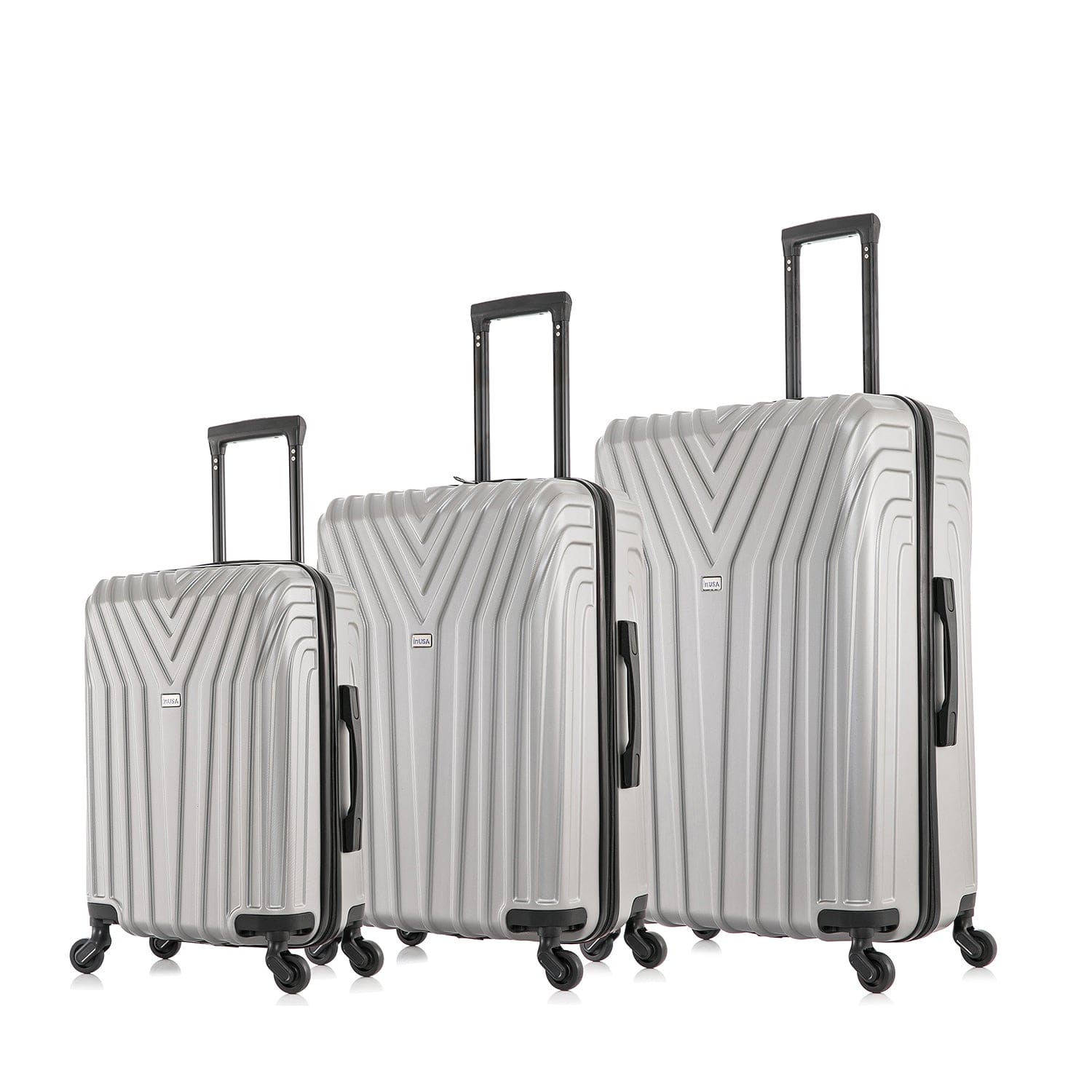 InUSA - Vasty Lightweight Hardside Spinner 3 Piece Luggage Set 20"/24"/28" - Gray