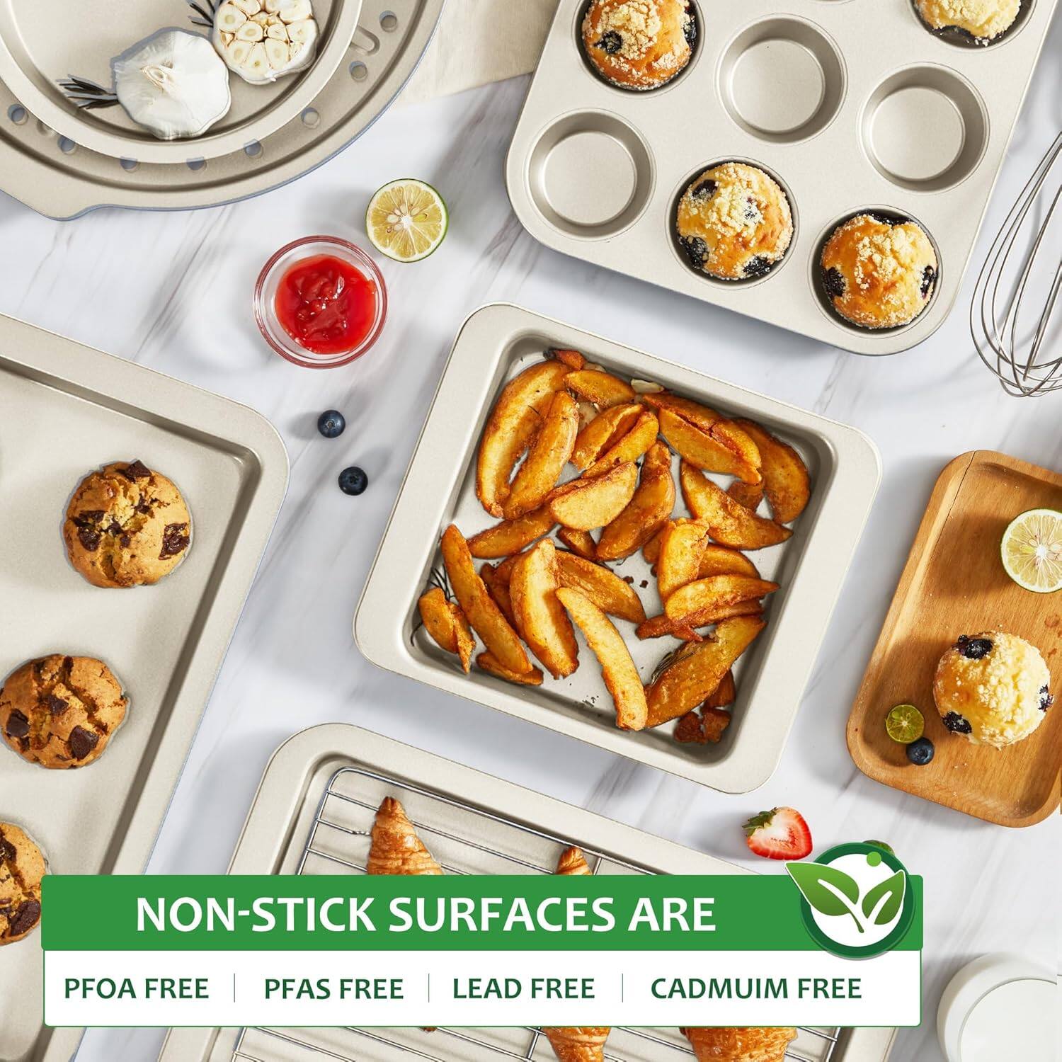 NON-STICK SURFACES ARE  
PFOA FREE | PFAS FREE | LEAD FREE | CADMIUM FREE