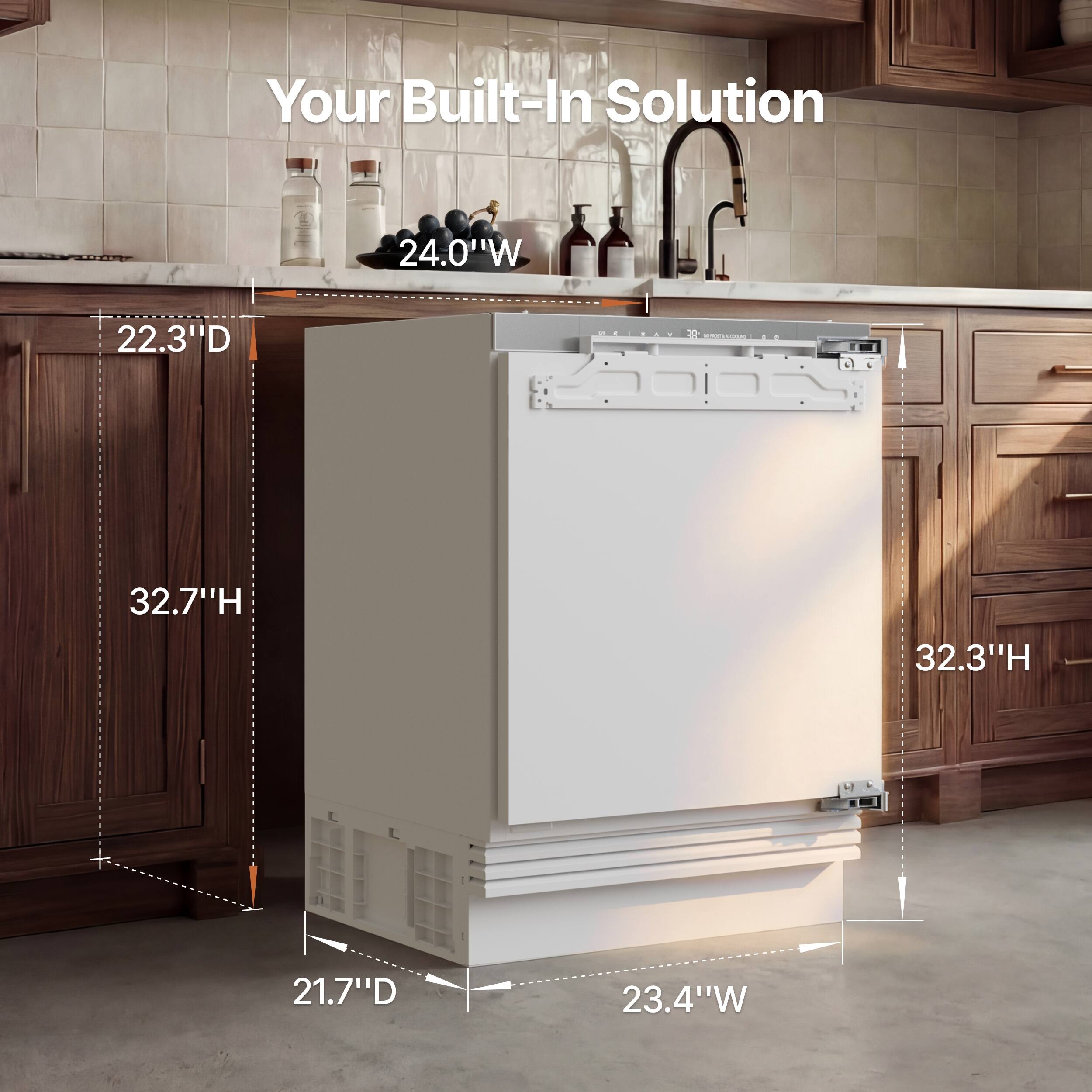 Your Built-In Solution  
24.0"W  
22.3"D  
32.7"H  
21.7"D  
23.4"W  
32.3"H