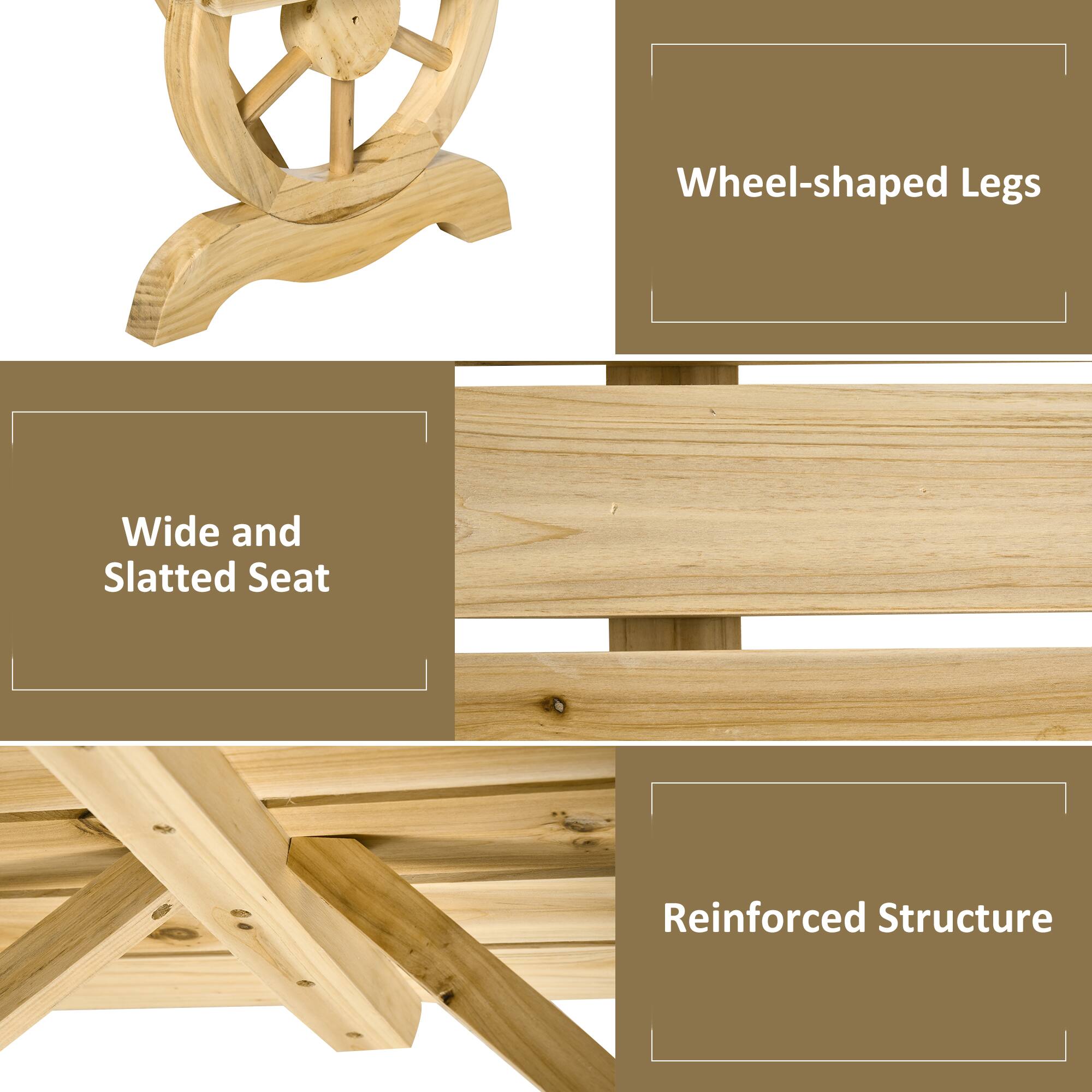 Wheel-shaped Legs, Wide and Slatted Seat, Reinforced Structure