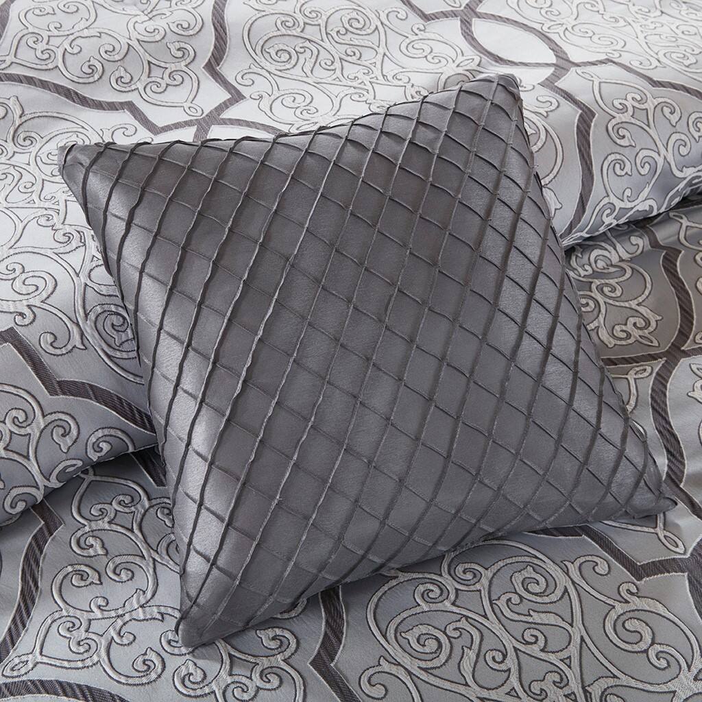 Alt View 1. Gracie Mills - Gracie Mills Tommie 12-Piece Damask Comforter Set with Cotton Bed Sheets - Silver.
