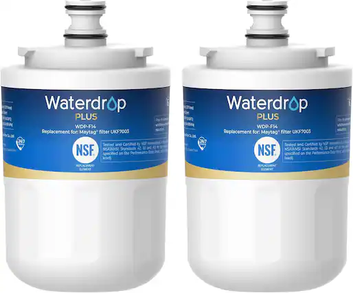 Waterdrop PLUS
WDP-F14
Replacement for: Maytag® filter UKF7003
Tested and Certified by NSF International to NSF/ANSI Standards 42, 53, and 40T for the reduction of lead.
Specifications on the Performance Data Sheet available at www.wholesomewater.com
REPLACEMENT ELEMENT