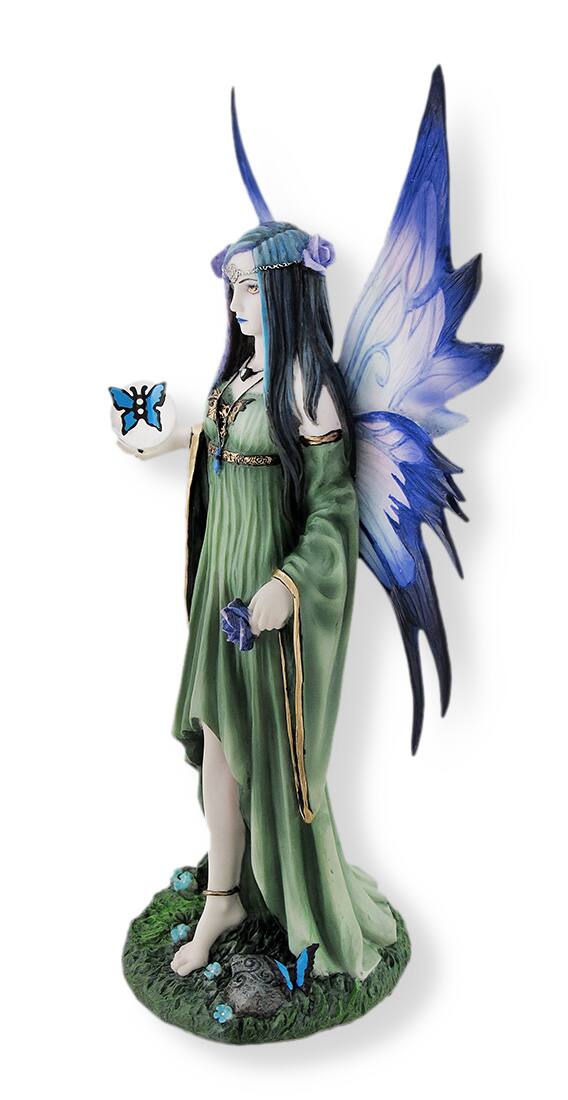 Alt View 1. Veronese Design - Anne Stokes `Mystic Aura` Fantasy Fairy Statue - Blue.