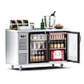 Coolake - 60” 19.4 Cu.Ft. Commercial Back Bar Cooler with 2 Glass Doors with Top, LED Lighting in Sliver - Stainless Steel