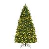 Front. Costway - 7Ft Pre-Lit PVC Hinged Christmas Tree 300 LED Lights - Green.
