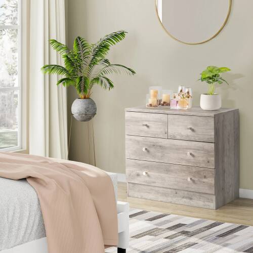 Alt View 7. Winado - Modern 4 Drawer Dresser Tall Dresser Chest of Drawers Anti-Tipping Device Metal Handle for Bedroom Living Room Hallway - Grey.