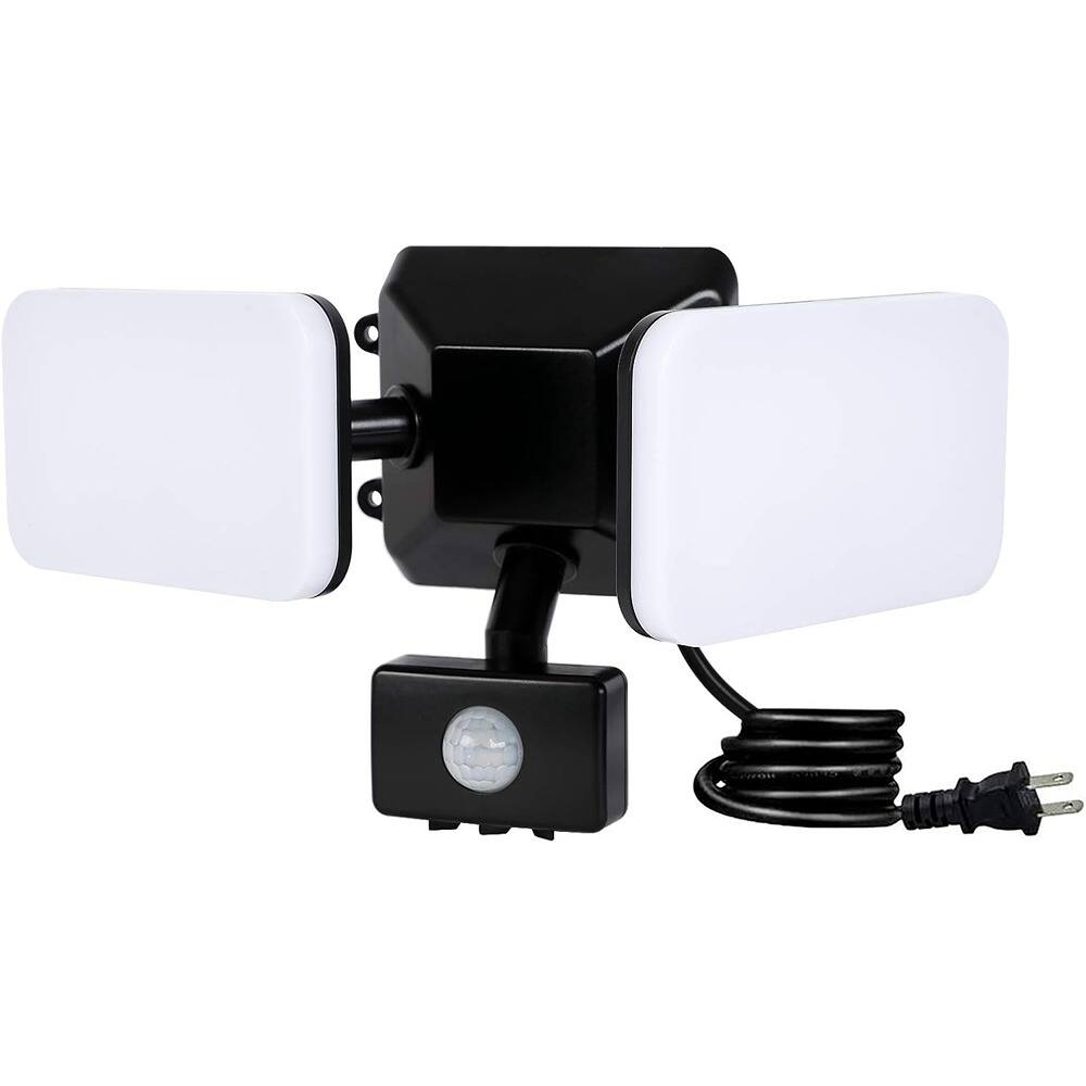 Front. ACJPR - Dual-Head Outdoor Motion Sensor Light – 20W, 5000K, Black.