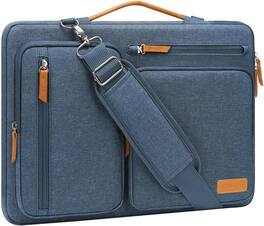 mosiso - 360 Protective Laptop Shoulder Bag 15-15.6 inch Computer Messenger Bag for MacBook Pro 16 inch HP Dell Lenovo Asus - Haze Blue