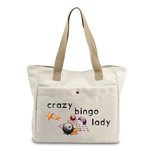 DORLUKFU - Crazy Bingo Lady Bingo Game Set Storage Bag Bingo Lover Gifts Bingo Player Tote Bag Bingo Shopping Bag - Tote Large