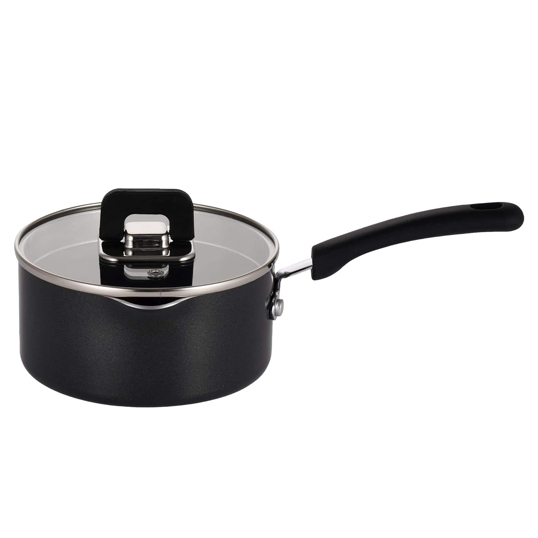 NutriChef - 3.1Qt Saucepan with Lid, Non-Stick Stylish Kitchen Cookware, Works with NCCWSTKBLK (NCWSTKBLKSAU31) - Black