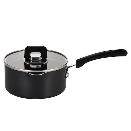 Front. NutriChef - NutriChef 3.1Qt Saucepan with Lid, Non-Stick Stylish Kitchen Cookware, Works with NCCWSTKBLK Black (NCWSTKBLKSAU31) - Black.