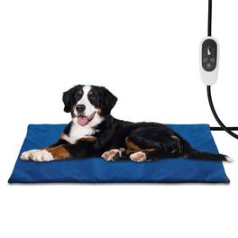 G128 - Extra Large Pet Heating Pad 47.24x27.56IN, 6 Temperature Settings, Timer, Waterproof, Chew Resistant Cord - Blue