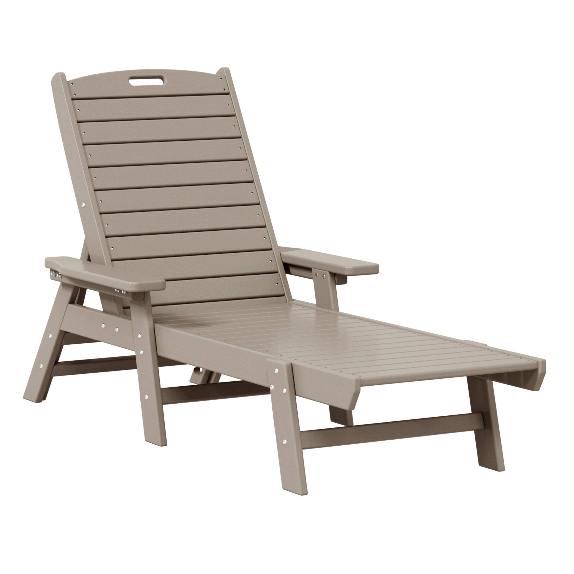 Left. WestinTrends - WestinTrends Malibu 3 piece Set Poly Adirondack Outdoor Chaise Lounges with Side Table - Weathered Wood.