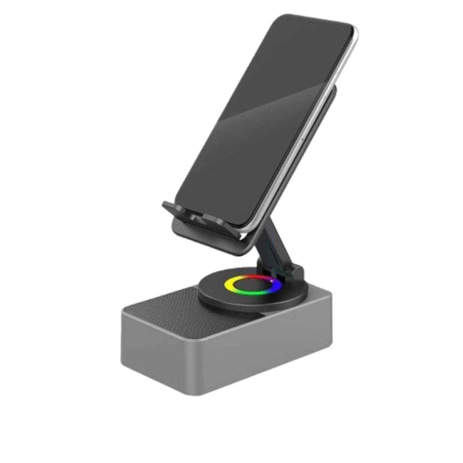 Front. Stock Preferred - 3-in-1 Bluetooth Speaker with Power Bank & Phone Holder - Black.